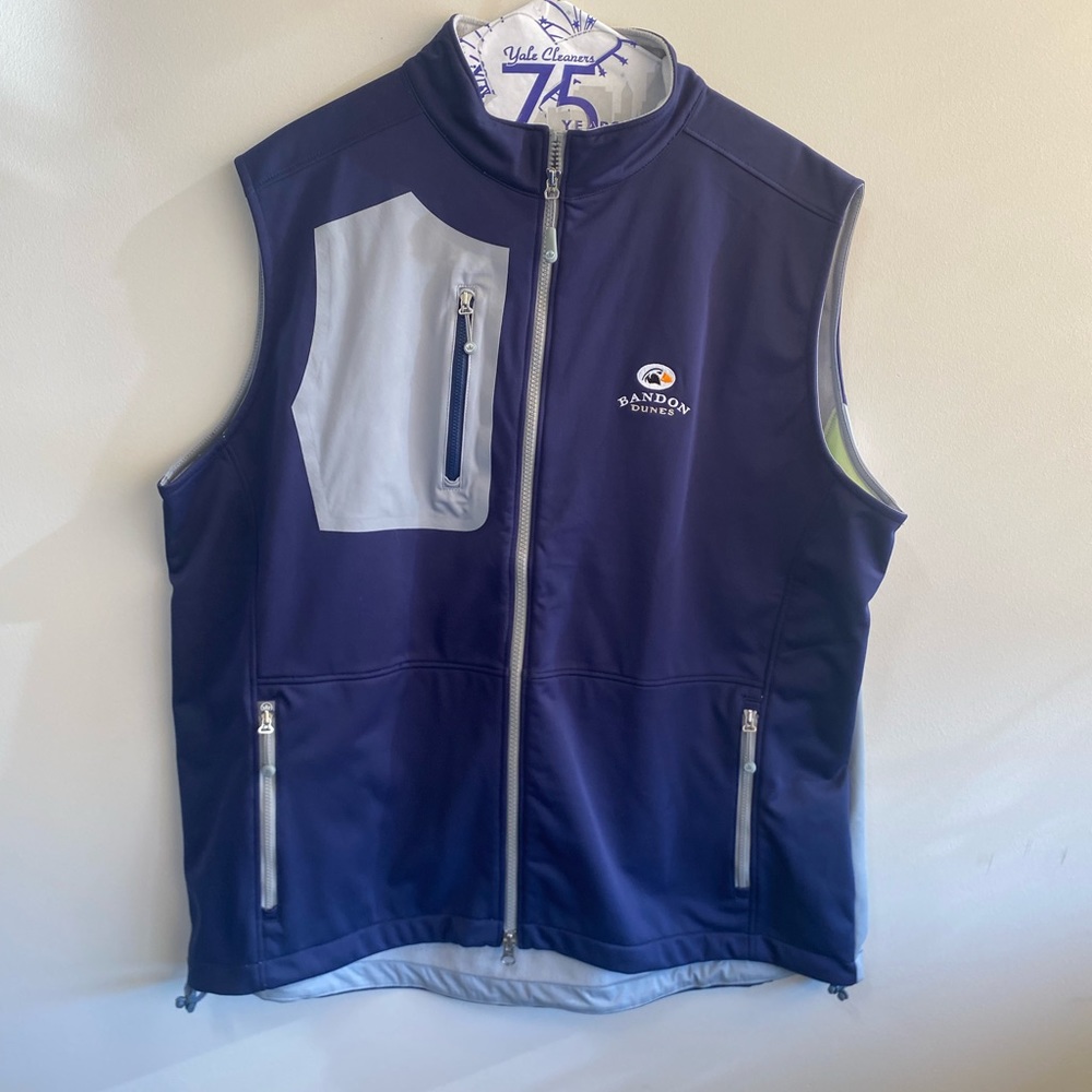 Peter Millar x Bandon Dunes, Men’s Full Zip Vest, Men’s Cold Outerwear, Navy, XL